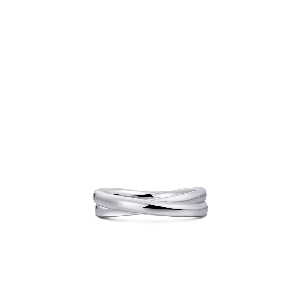 Gisser Silver Crossing Bold Bands Ring