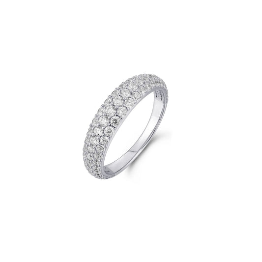 Silver Cz Pave Dome Ring