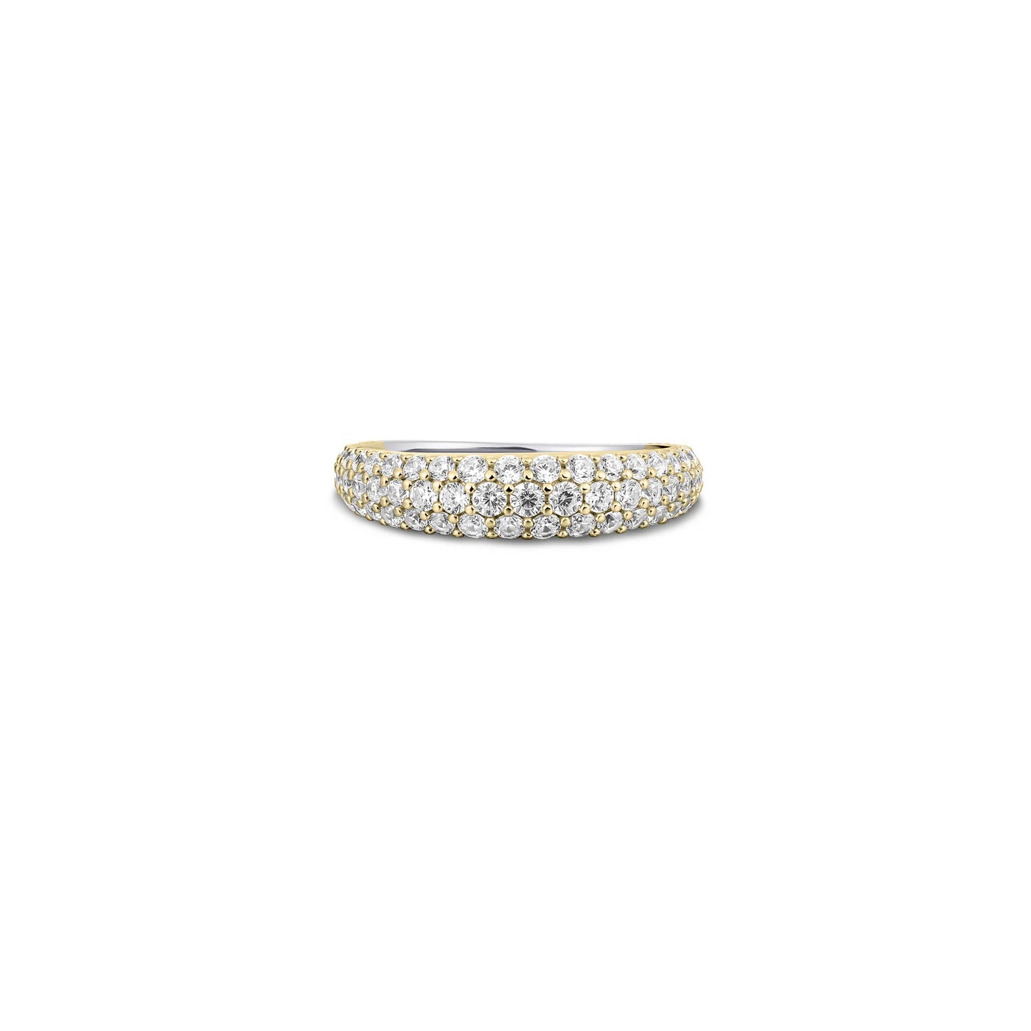 Silver & Gold Cz Pave Dome Ring
