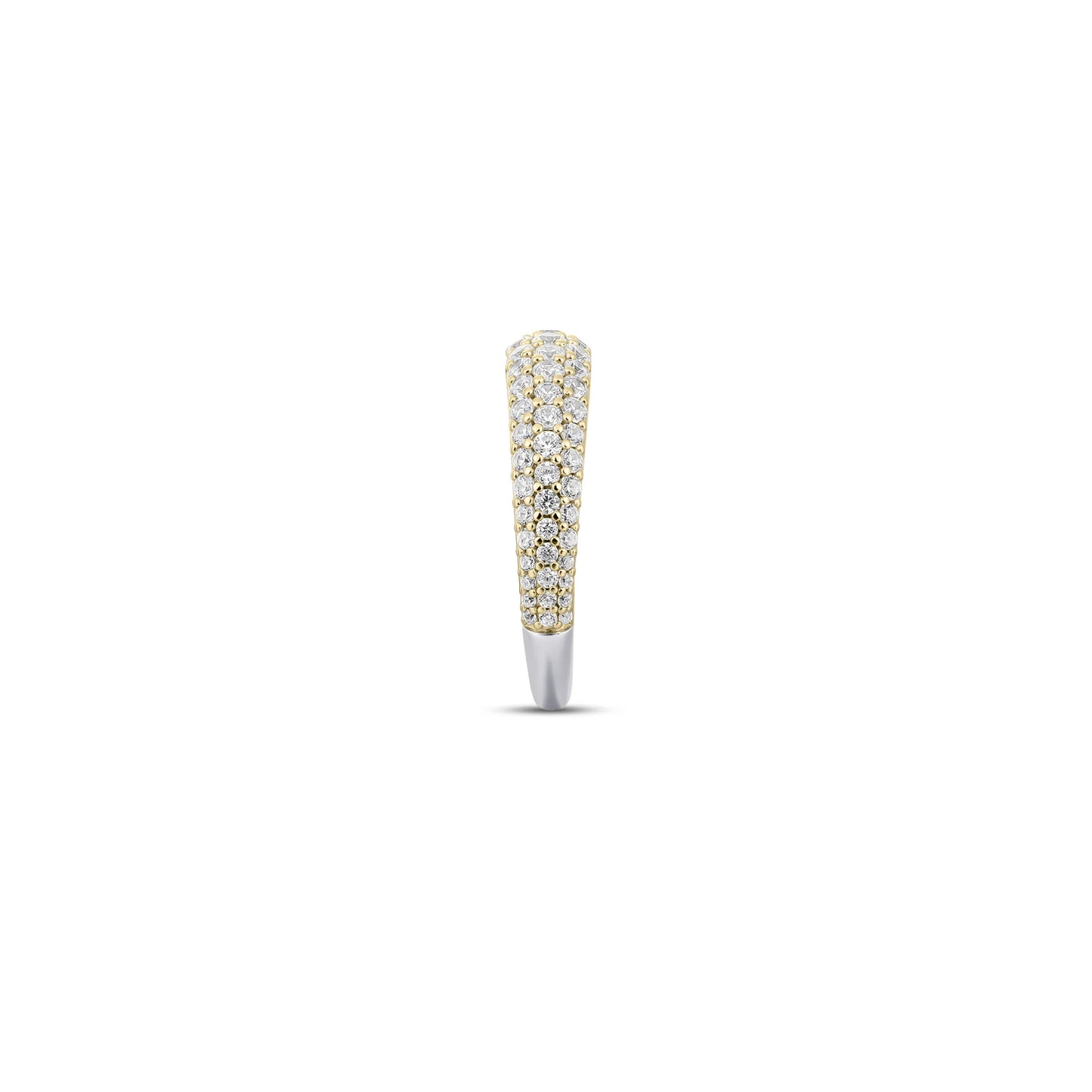 Silver & Gold Cz Pave Dome Ring
