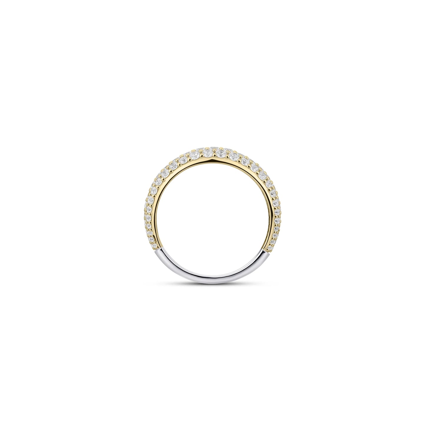 Silver & Gold Cz Pave Dome Ring