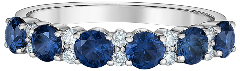 9ct White Gold Lab Grown Sapphire and Diamond Band