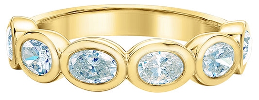 9ct Gold Oval Lab Diamond Bezel Set Band