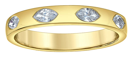 9ct Yellow Gold Marquise Diamond Band
