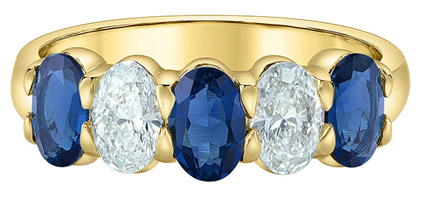 9ct Yellow Gold Lab Sapphire and Diamond Ring