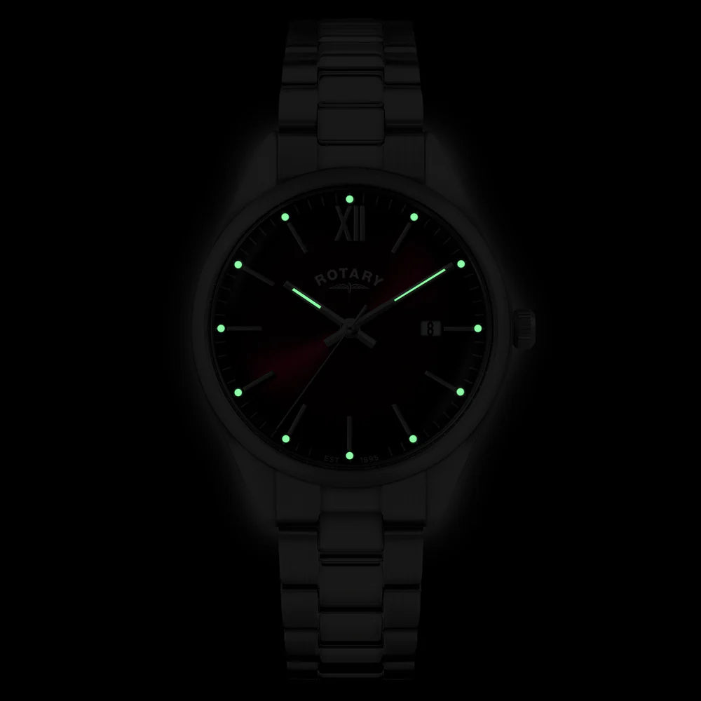 Rotary Men's SS Bracelet Burgundy Dial