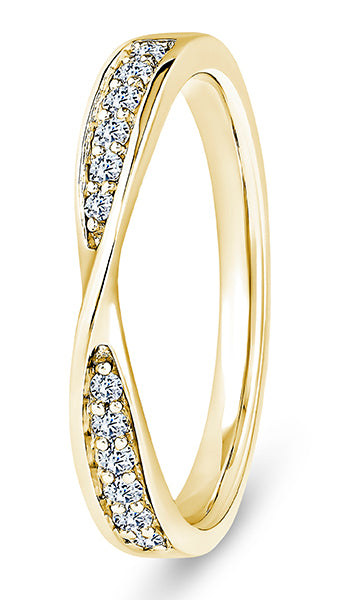 Round Brilliant Cut Ribbon Crossover Diamond Band