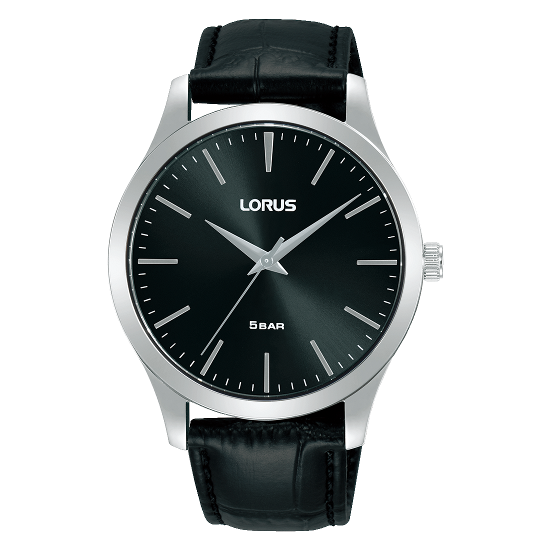 Lorus Gents Black Dial Strap Watch