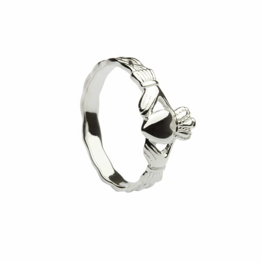 Silver Claddagh Ring with Braided Band