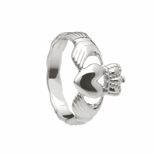 Gents Silver Claddagh Ring with Celtic Band
