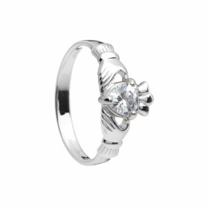 Sterling Silver Claddagh Ring with CZ