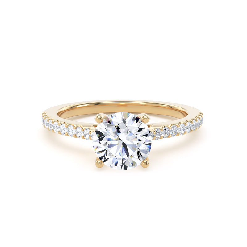 Round Brilliant Cut Diamond Solitaire Ring with Diamond Set Shoulders