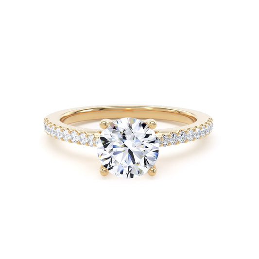 Round Brilliant Cut Diamond Solitaire Ring with Diamond Set Shoulders