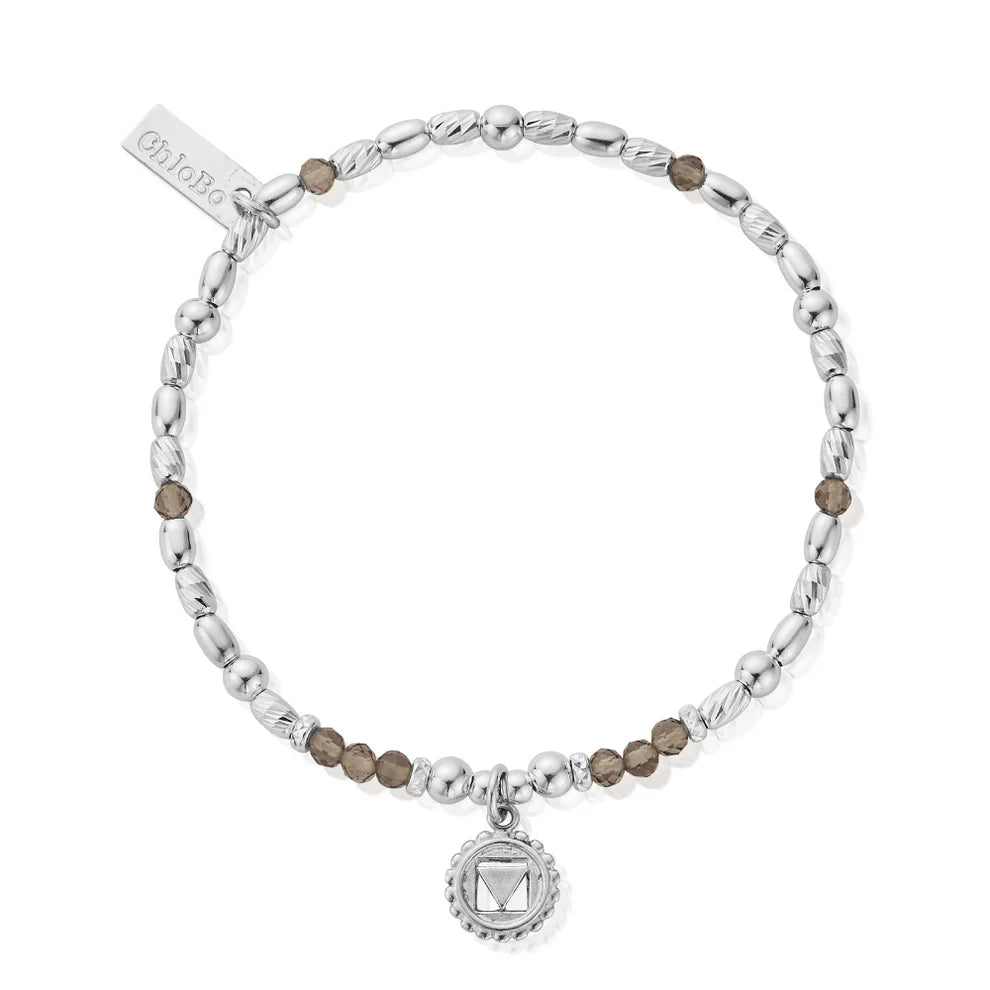 Silver Smokey Quartz Root Chakra Bracelet