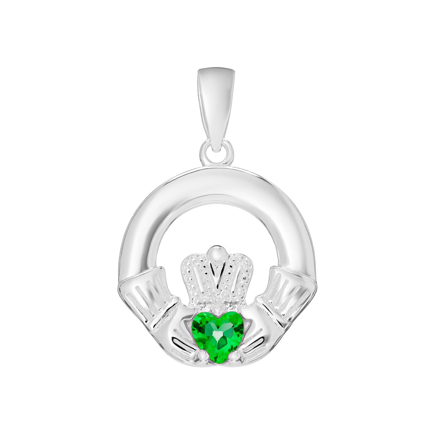 Silver Birthstone Claddagh Pendant - Chain Included