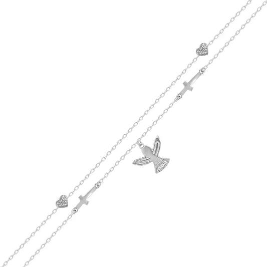 Sterling Silver CZ Angel Charm Bracelet