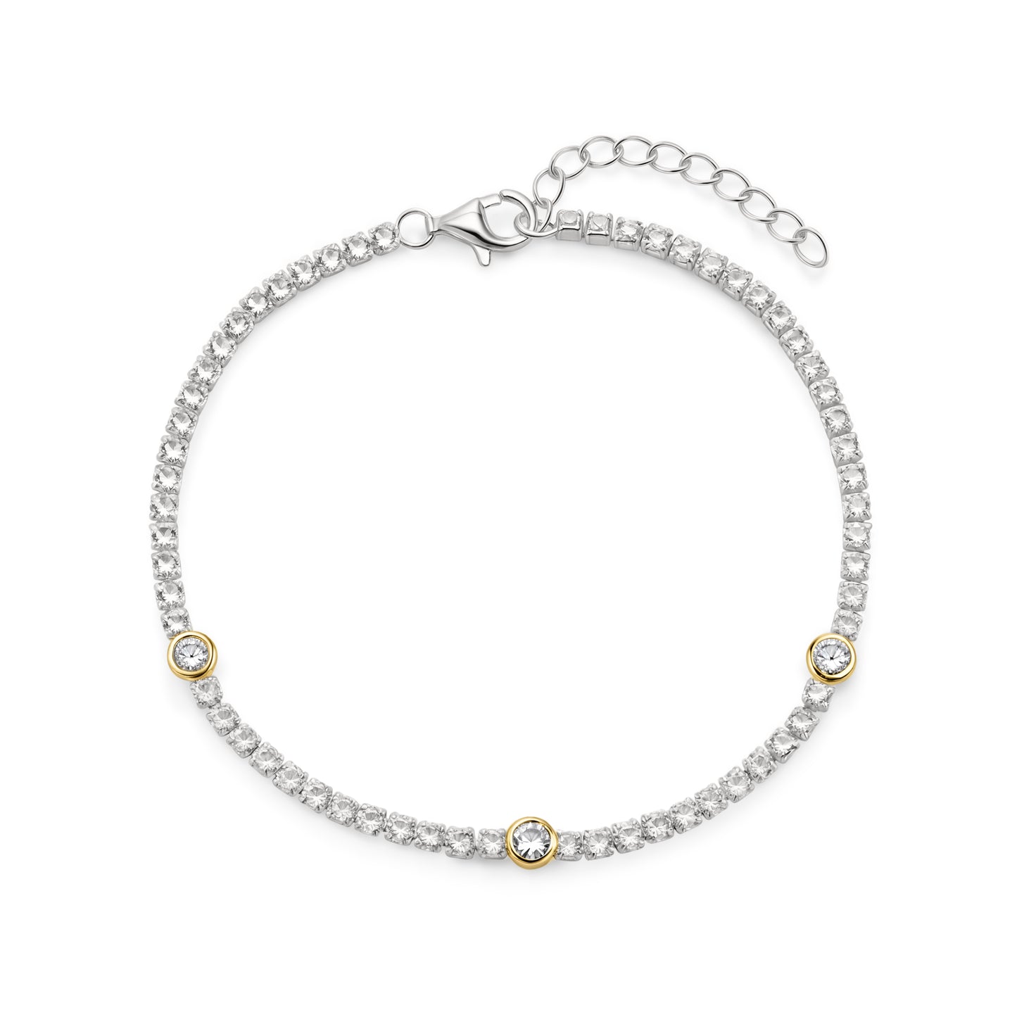Sterling Silver & Gold Classic Tennis Bracelet