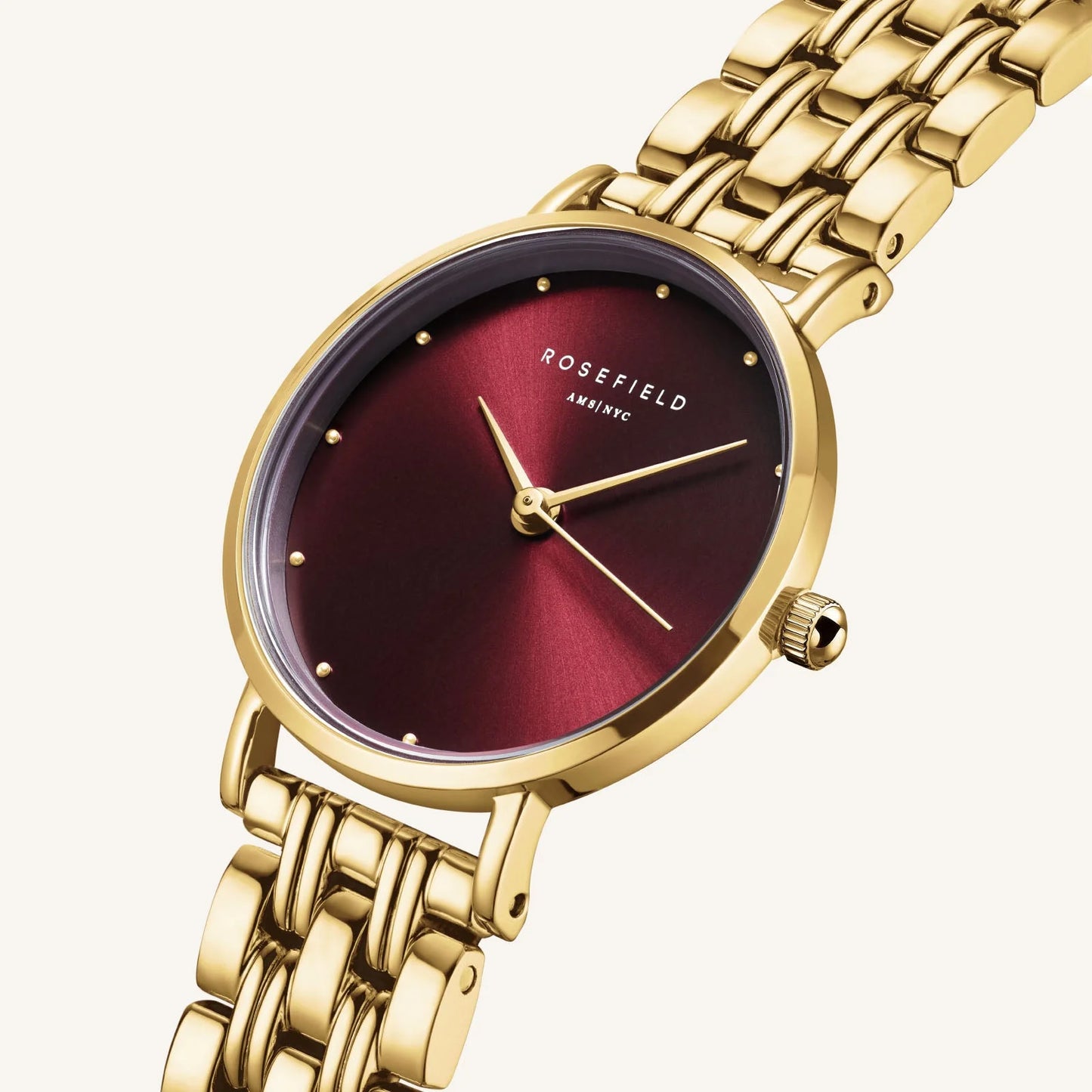 Rosefield Small Edit Gold & Burgundy Watch