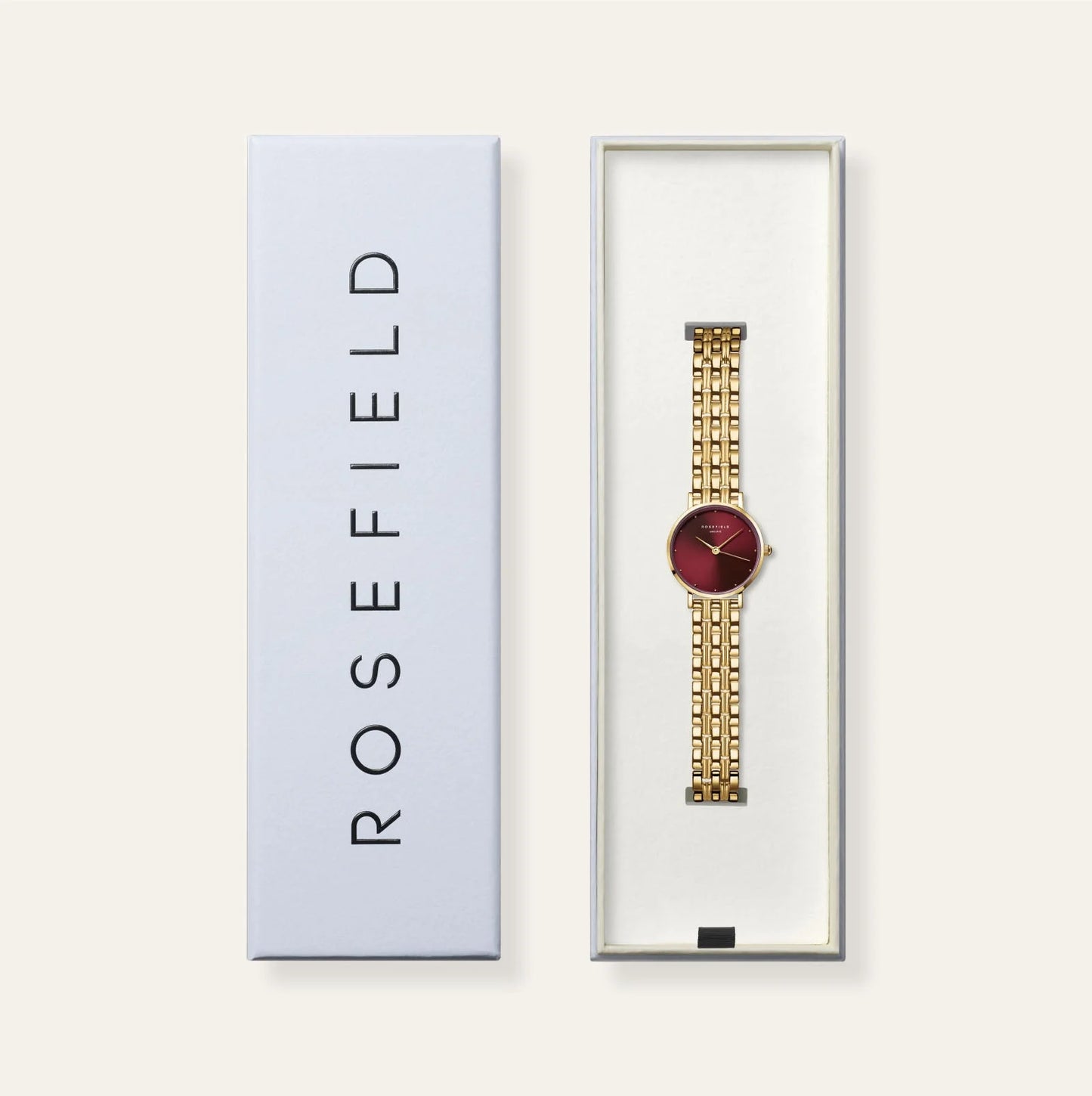 Rosefield Small Edit Gold & Burgundy Watch