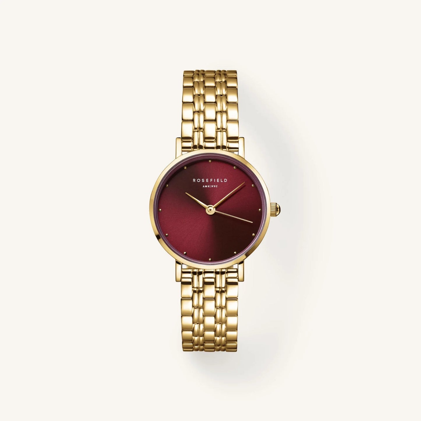 Rosefield Small Edit Gold & Burgundy Watch