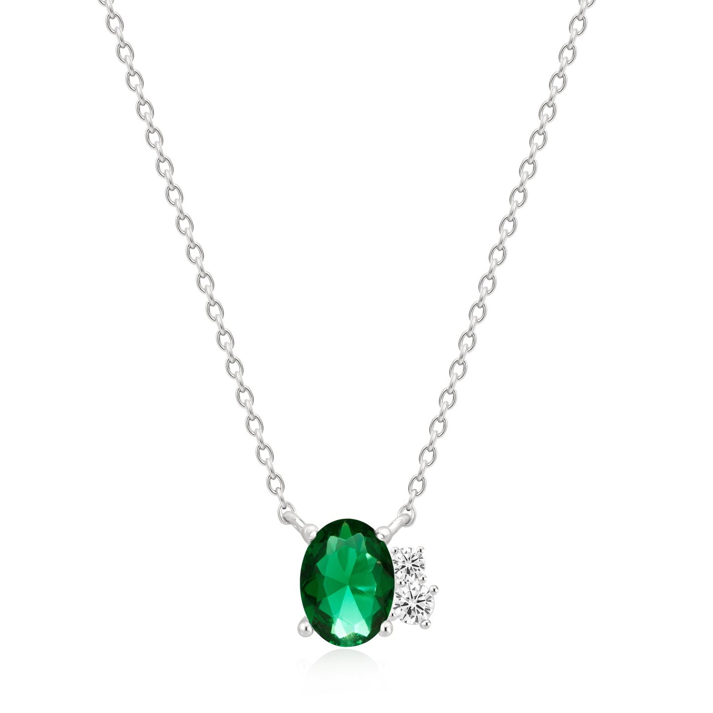 Silver Green CZ Necklace