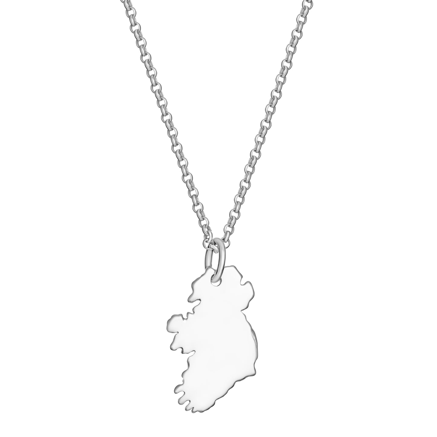 Silver Ireland Map Necklace