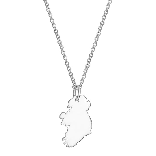 Silver Ireland Map Necklace