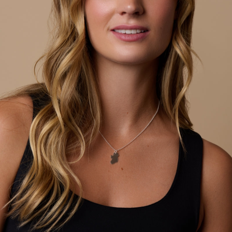 Silver Ireland Map Necklace