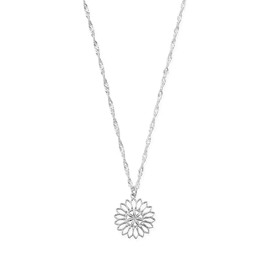 Twisted Rope Chain Flower Mandala Necklace
