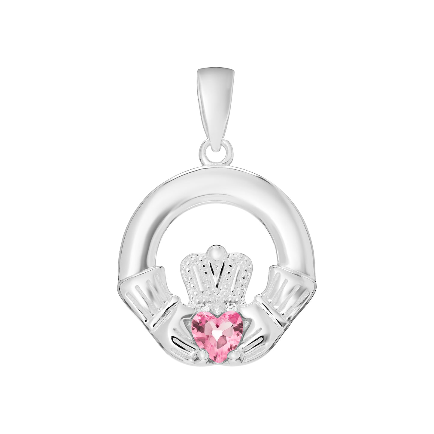 Silver Birthstone Claddagh Pendant - Chain Included