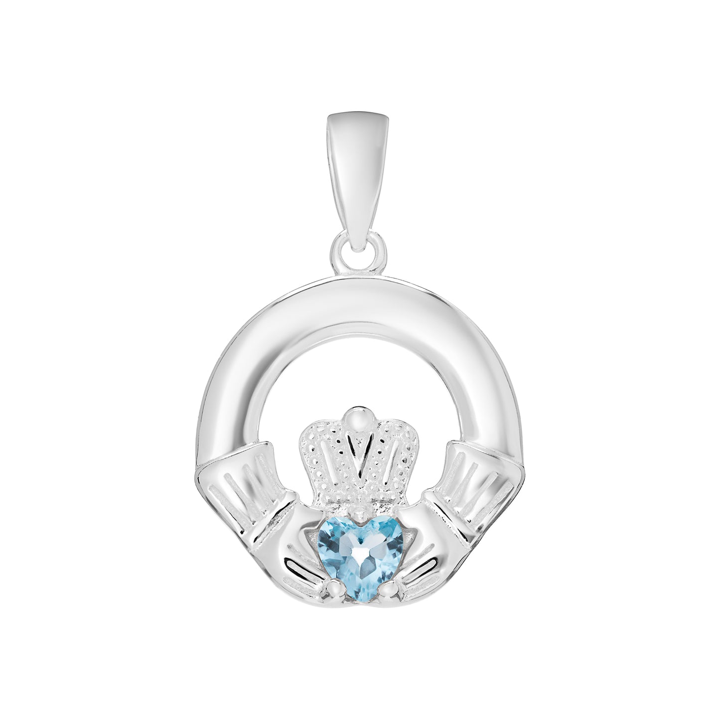 Silver Birthstone Claddagh Pendant - Chain Included