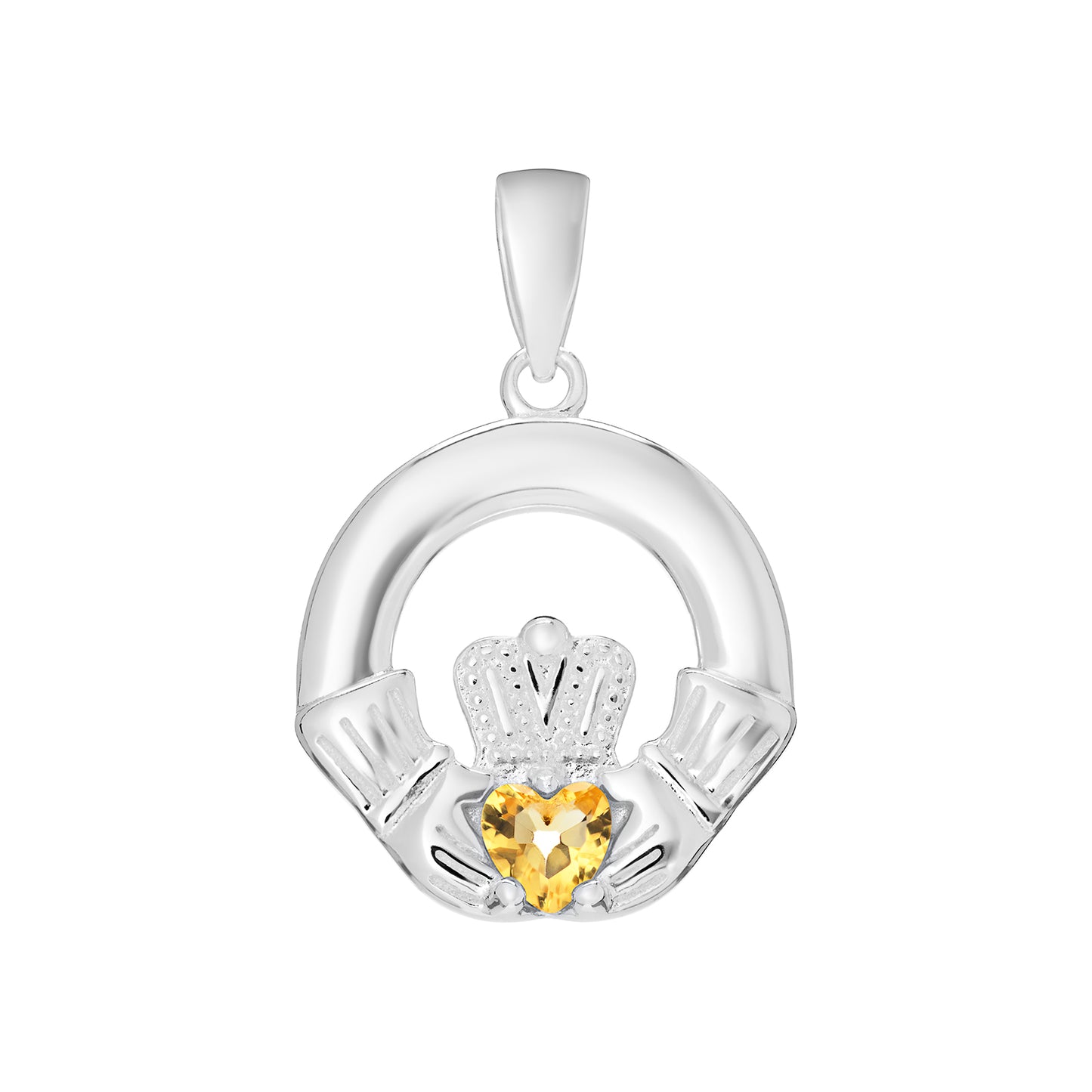 Silver Birthstone Claddagh Pendant - Chain Included