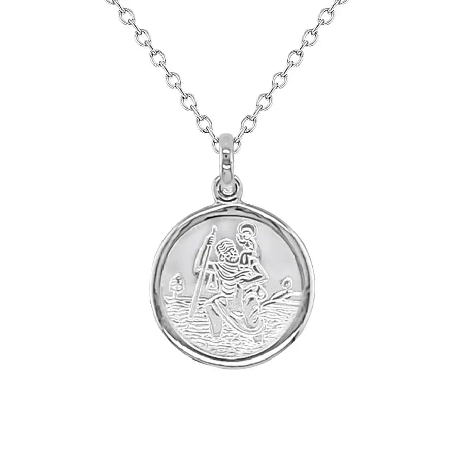 Sterling Silver St Christopher Medal , Trace Chain Included