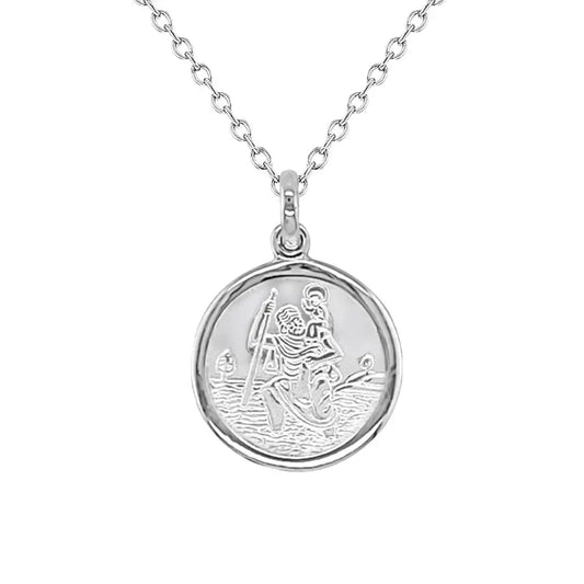 Sterling Silver St Christopher Medal , Trace Chain Included