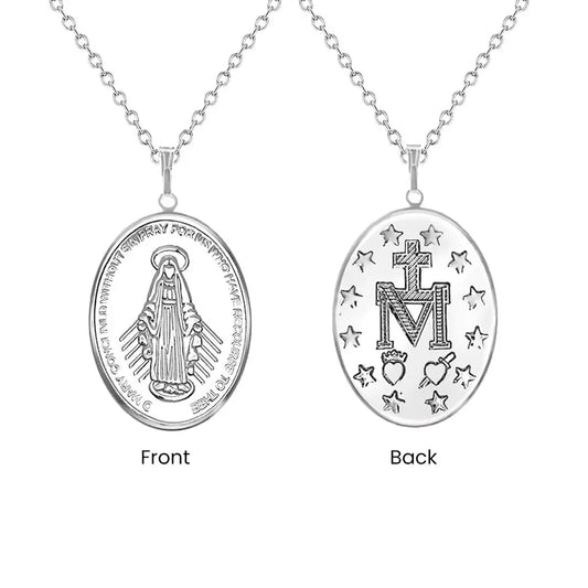 Sterling Silver Miraculous Medal , Trace Chain included