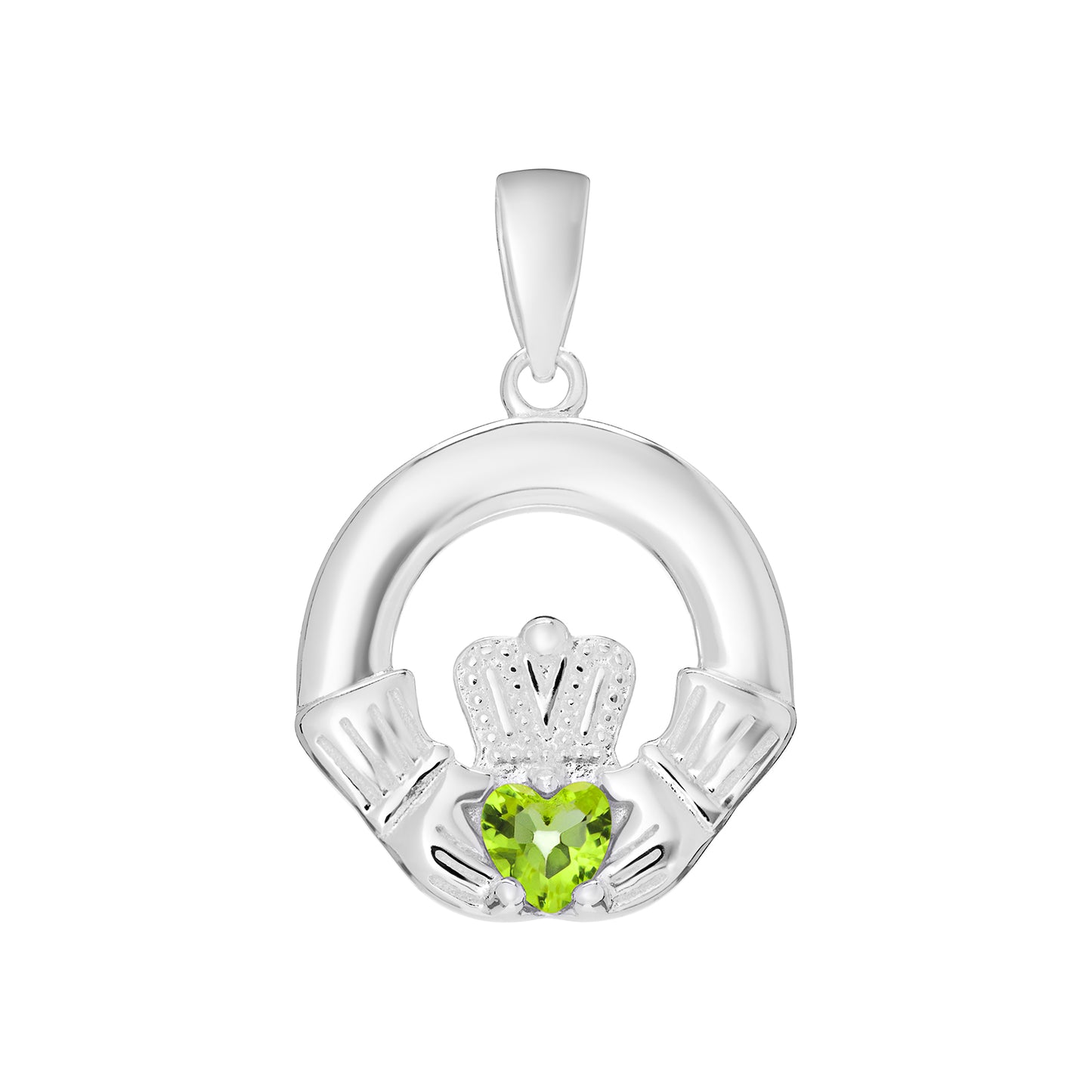 Silver Birthstone Claddagh Pendant - Chain Included