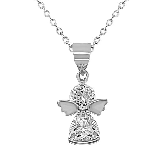 Silver Sparkle Angel Pendant Necklace