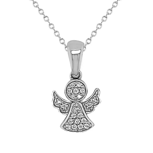 Silver Sparkly CZ Angel Necklace