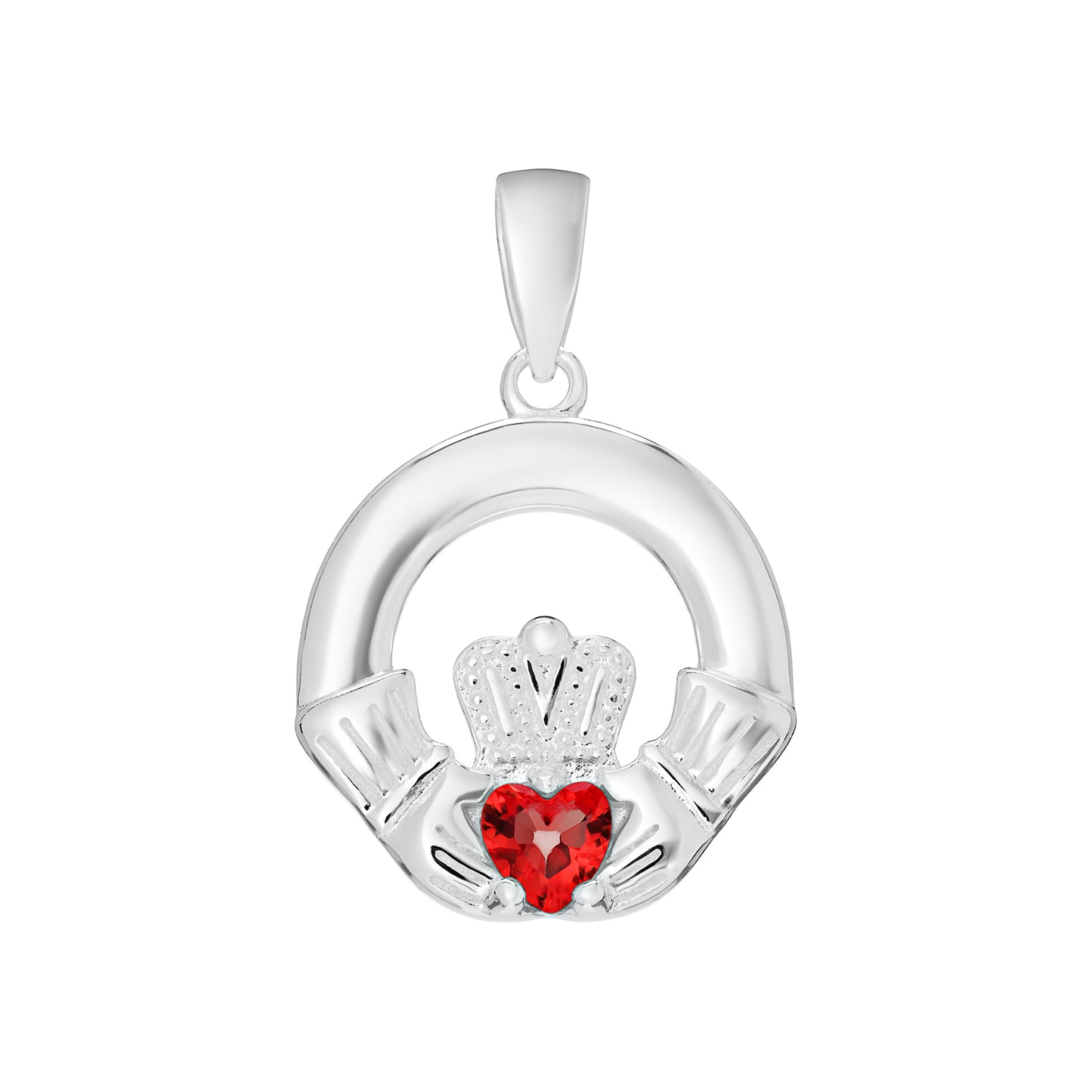 Silver Birthstone Claddagh Pendant - Chain Included