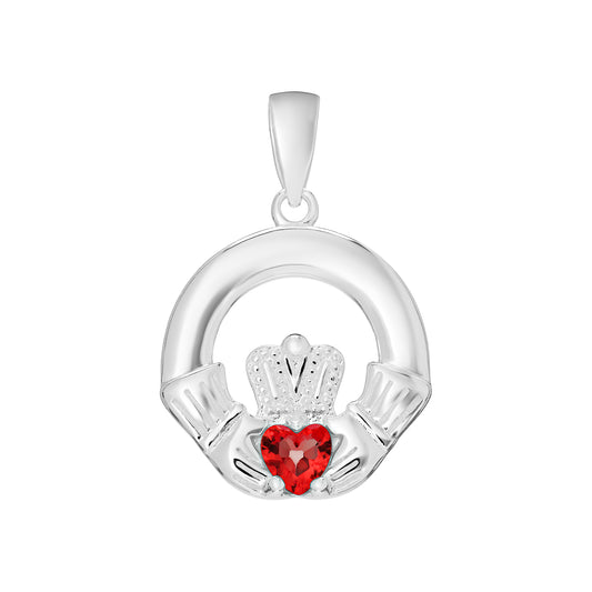 Silver Birthstone Claddagh Pendant - Chain Included