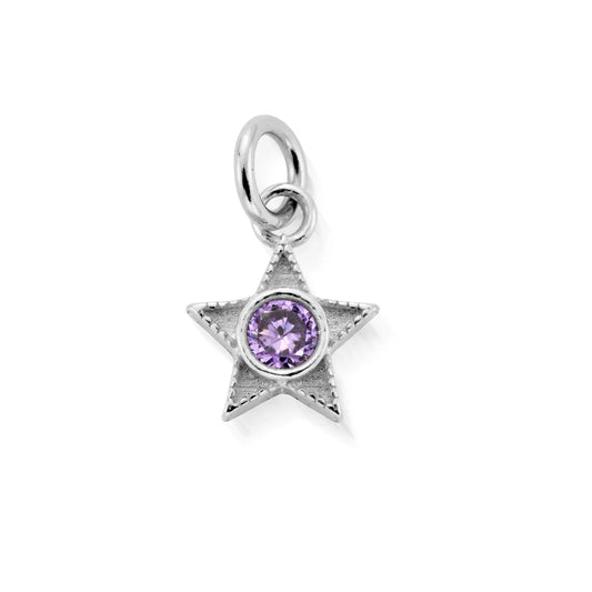 June Mini Star Birthstone Pendant Charm - Silver