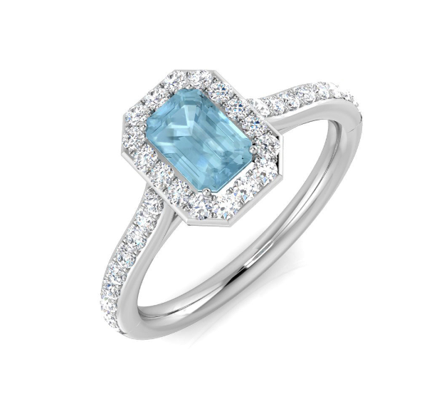March Special Offer - 9ct White Gold Aquamarine and Diamond Ring