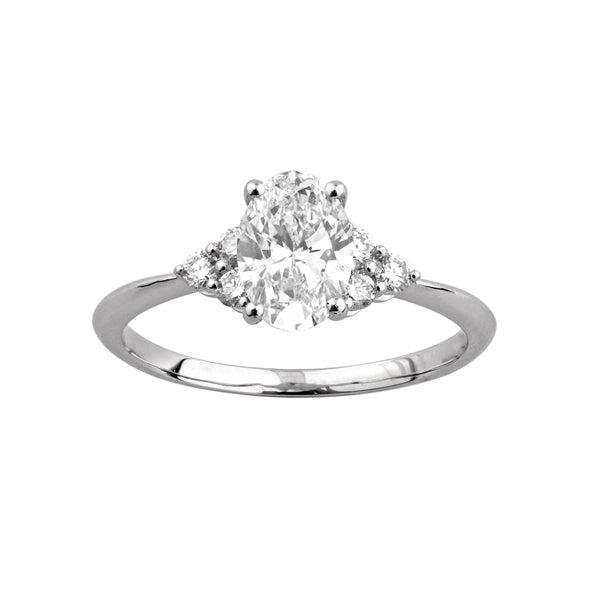 9CT White Gold Oval Lab Diamond Ring
