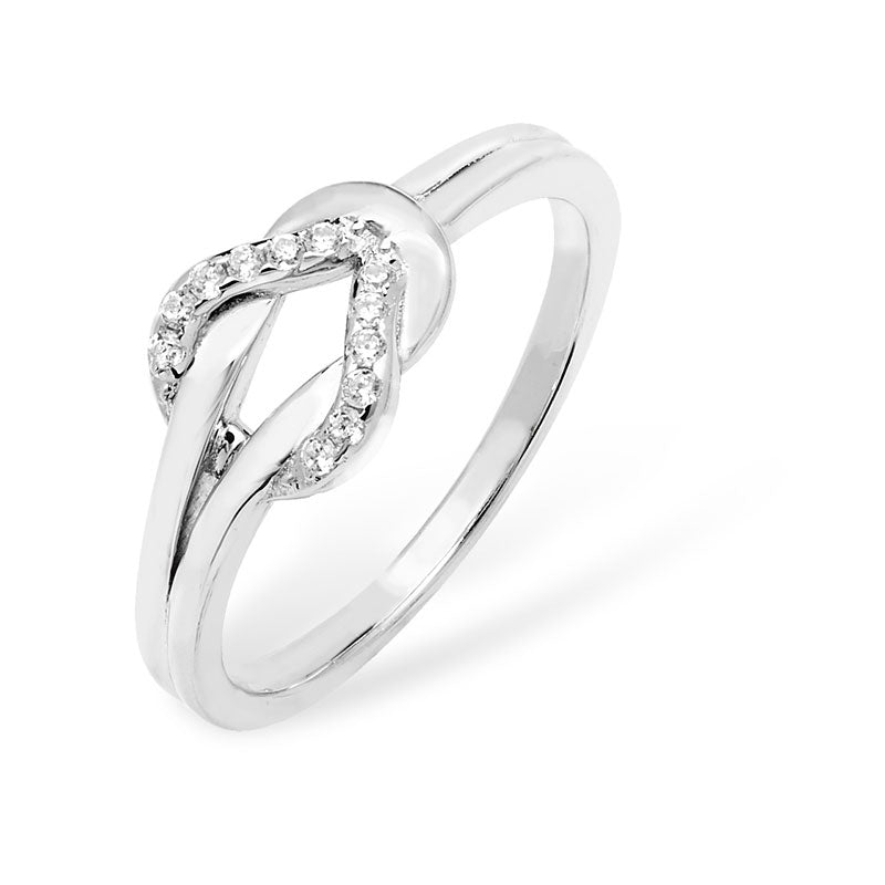 Silver Cz Knot Ring