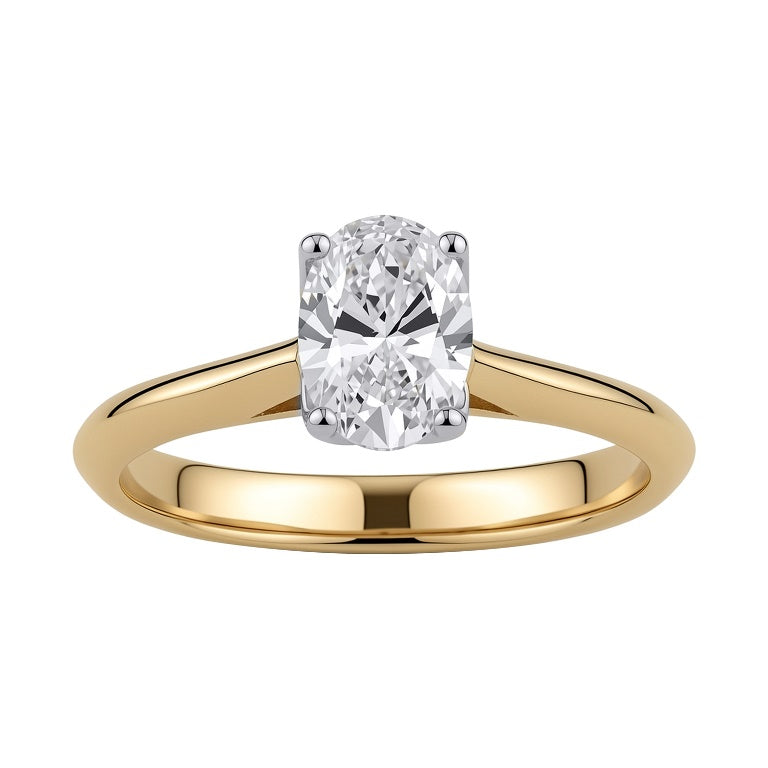 9CT Yellow Gold Oval Lab Diamond Solitaire Ring