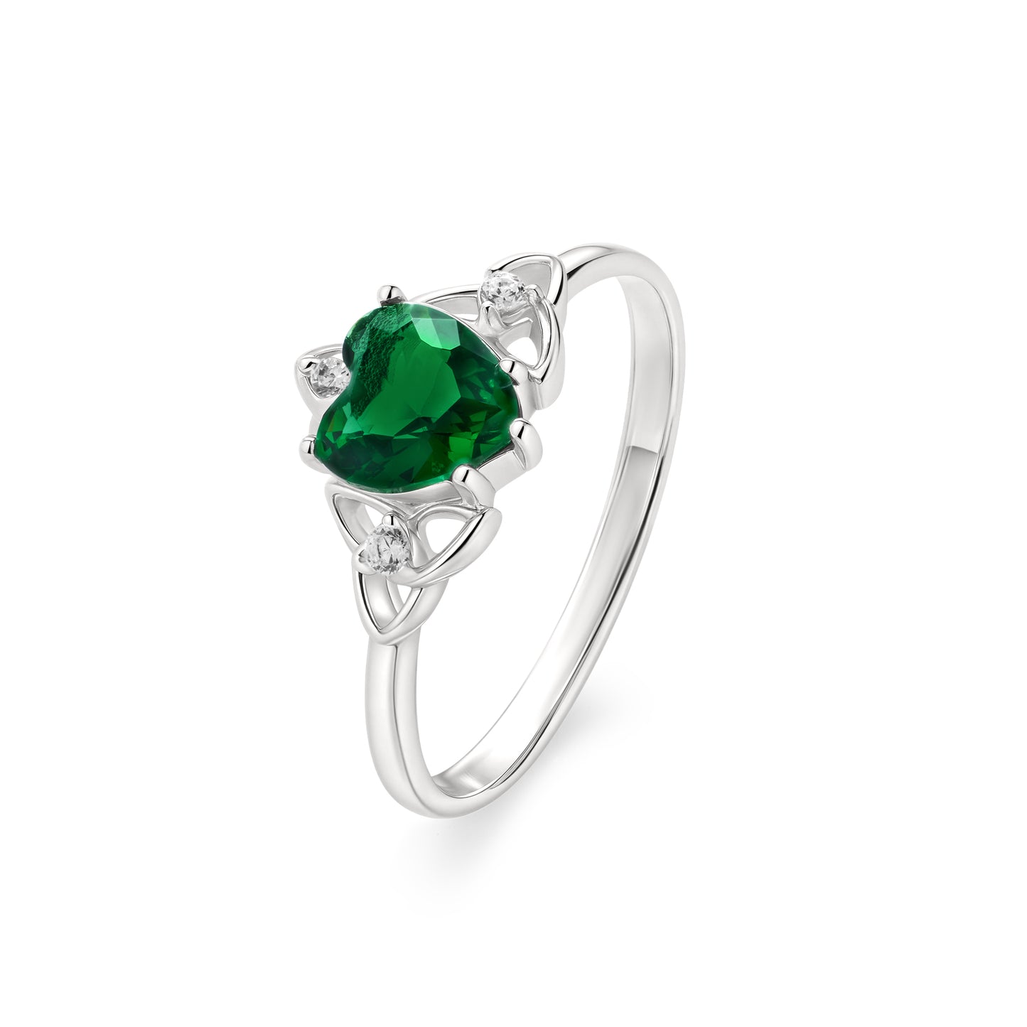 Silver Green CZ Celtic Style Emerald Ring