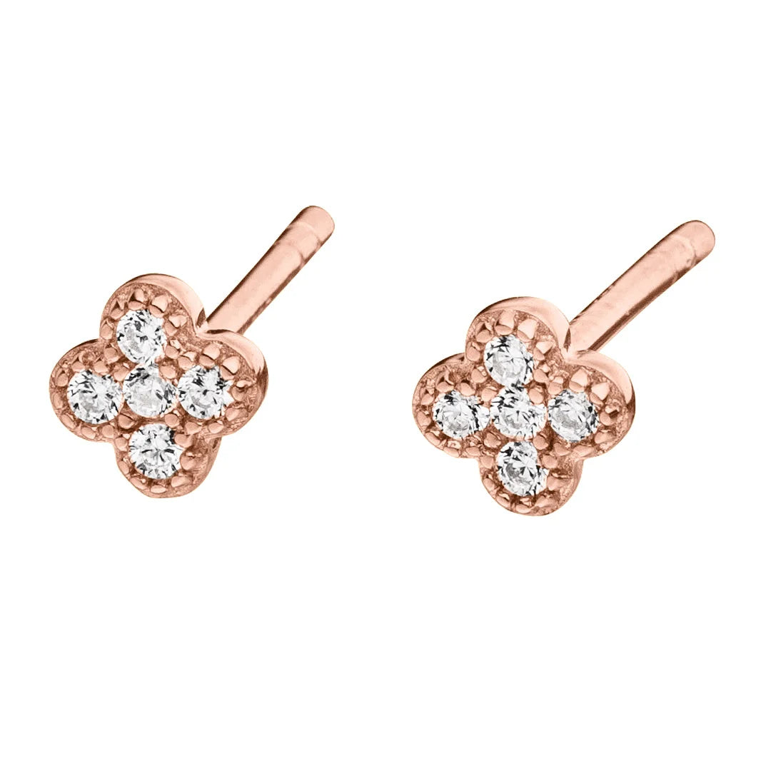Rose Delicate Touch Clover Stud Earrings