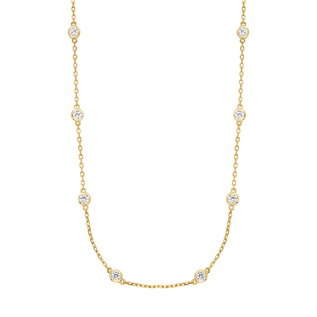 Silver Gold Plated Tiny Gems Necklace