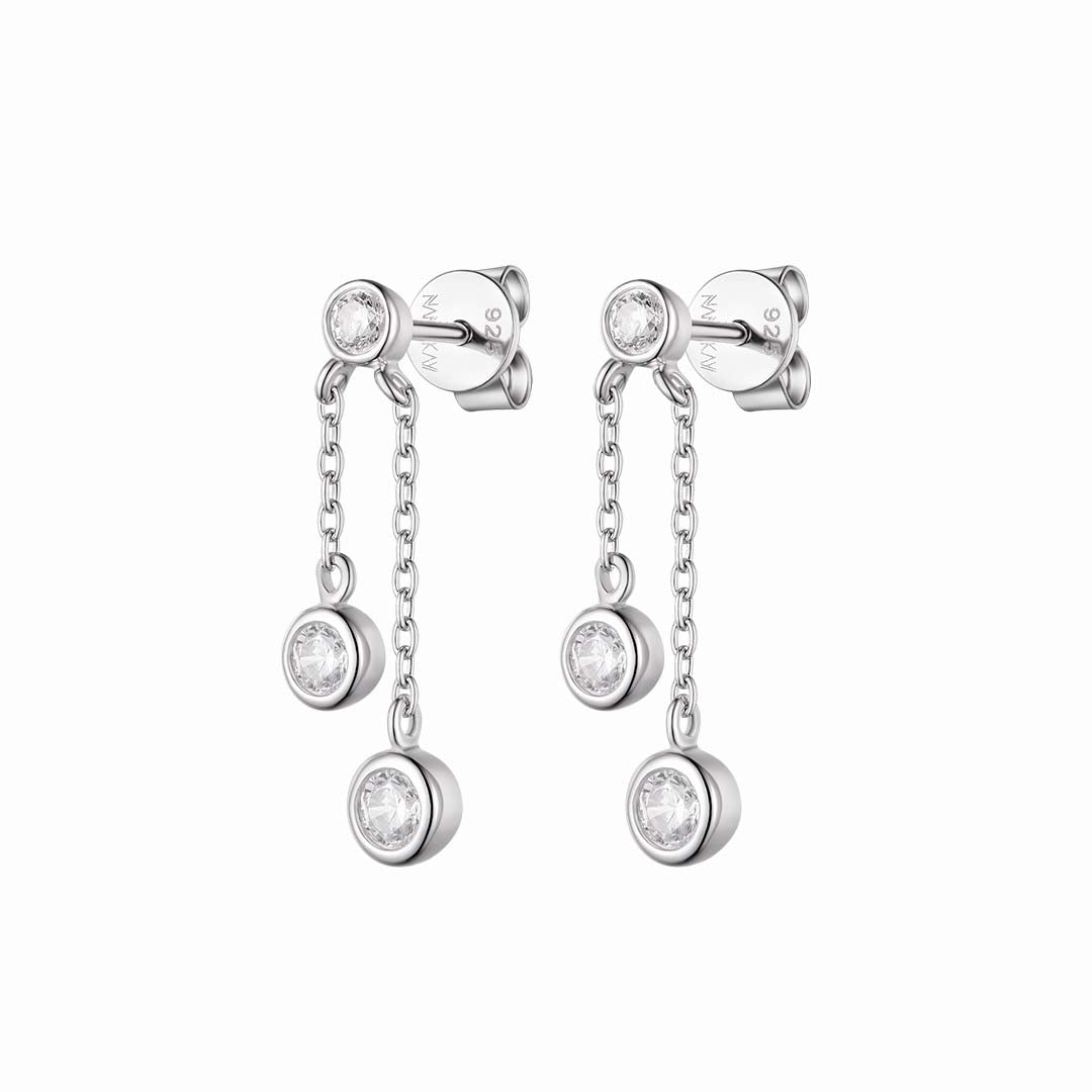 Silver Classic Solitaire Dainty Drop Earrings