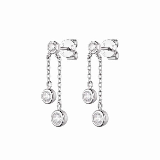 Silver Classic Solitaire Dainty Drop Earrings